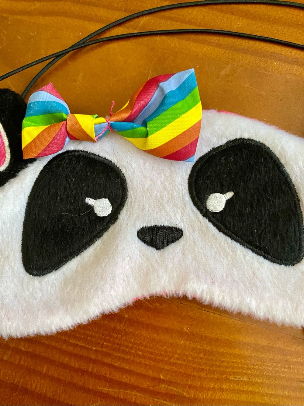 *NWT* Justice White Panda Plush Eye Mask with Rainbow Bow